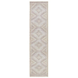 Davina 3ft by 10 ft. Tribal Polyester Runner Rug - Machine Washable (Beige/Burgundy)