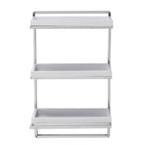 15.75 in. W Wall-Mounted 3-Tier Bathroom Shelf with Towel Bar and Removable Trays in White and Chrome