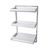 15.75 in. W Wall-Mounted 3-Tier Bathroom Shelf with Towel Bar and Removable Trays in White and Chrome