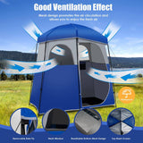 Double-Room Blue Camping Shower Toilet Tent with Floor Oversize Portable Storage Bag