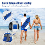 Double-Room Blue Camping Shower Toilet Tent with Floor Oversize Portable Storage Bag