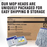 1.25 in. Blue/White Cut-End Finish Mop with Universal Headband, High Absorption (24-Pack)