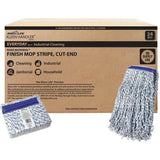 1.25 in. Blue/White Cut-End Finish Mop with Universal Headband, High Absorption (24-Pack)