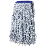 1.25 in. Blue/White Cut-End Finish Mop with Universal Headband, High Absorption (24-Pack)