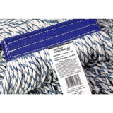 1.25 in. Blue/White Cut-End Finish Mop with Universal Headband, High Absorption (24-Pack)