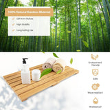 13.5 in. x 23.5 in. Natural Bamboo Bath Mat – Foldable Shower Mat with Non-Slip Pads and Slatted Design