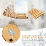 13.5 in. x 23.5 in. Natural Bamboo Bath Mat – Foldable Shower Mat with Non-Slip Pads and Slatted Design