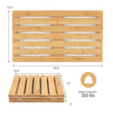 13.5 in. x 23.5 in. Natural Bamboo Bath Mat – Foldable Shower Mat with Non-Slip Pads and Slatted Design