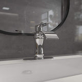 Waterfall Single Hole Single-Handle Low-Arc Bathroom Faucet With Suppy Line In Polished Chrome