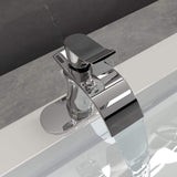 Waterfall Single Hole Single-Handle Low-Arc Bathroom Faucet With Suppy Line In Polished Chrome