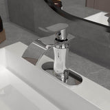 Waterfall Single Hole Single-Handle Low-Arc Bathroom Faucet With Suppy Line In Polished Chrome