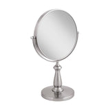 13.5 in. x 9 in. Freestanding Bi-View Vanity Mirror with 360° Swivel and 8X/1X Magnification in Satin Nickel