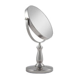 13.5 in. x 9 in. Freestanding Bi-View Vanity Mirror with 360° Swivel and 8X/1X Magnification in Satin Nickel