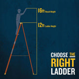 12 ft. Fiberglass Step Ladder (16 ft. Reach) with 300 lb. Type IA Duty Rating