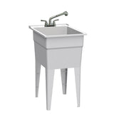 18 in. x 24 in. Polypropylene Granite Laundry Sink with 2-Handle Non-Metallic Pullout Faucet and Installation Kit